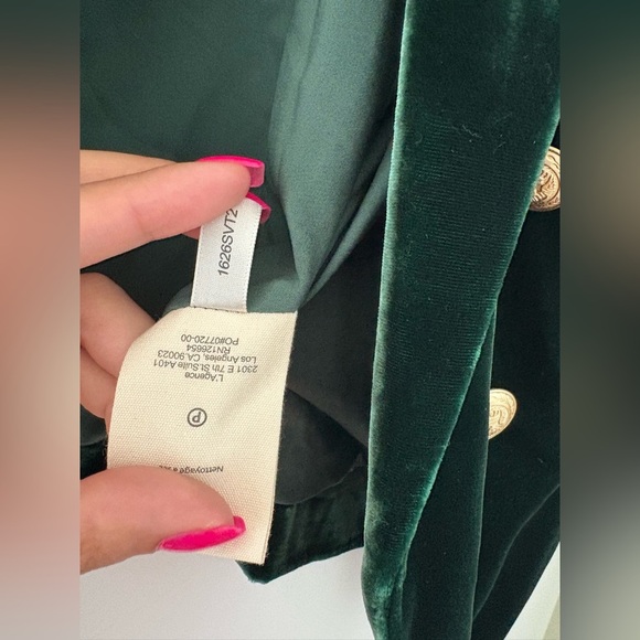 L’Agence Forest Green Brook Velvet Crop Blazer – Size 8 - Picture 10 of 16